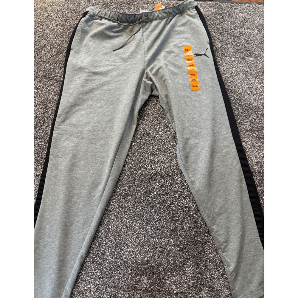 Puma Mens Grey Black Side Stripe Tapered Jogger Sweatpants 581168-01 XXL NWT